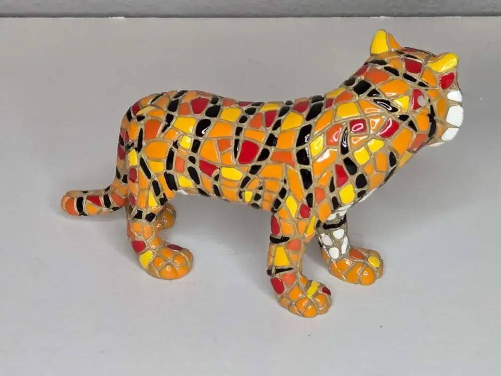 Barcino Mosaic Trencadis Style Tiger Figurine Barcelona Spain Animal Collection